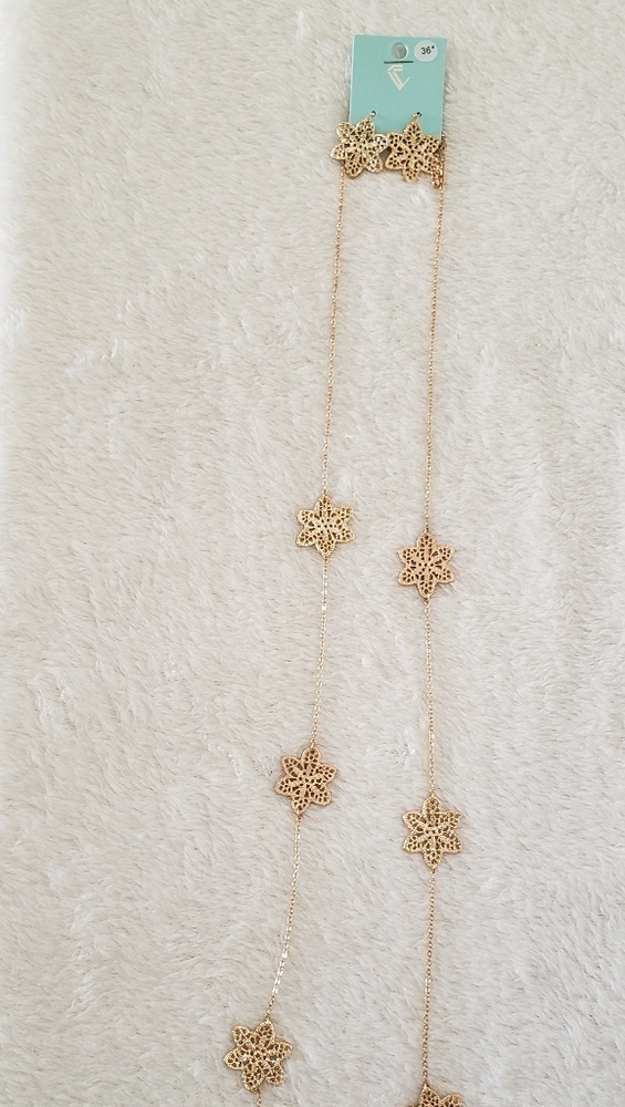 Fashion Goldtone Snowflake Necklace and Earring se